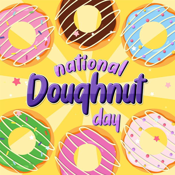 Ευτυχισμένη ημέρα ντόνατ τον Ιούνιο εικονογράφηση λογότυπο - Διάνυσμα, εικόνα
