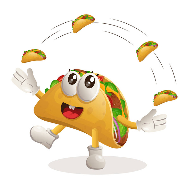 Cute taco mascot freestyle with tacos. Perfect for food store, small business or e-Commerce, merchandise and sticker, banner promotion, food review blog or vlog channe - Vettoriali, immagini