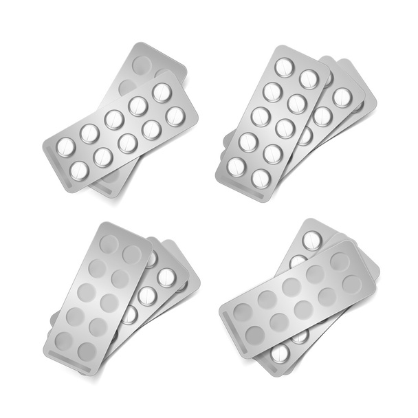 Set vettoriale di pacchetti per pillole isolate su bianco
 - Vettoriali, immagini