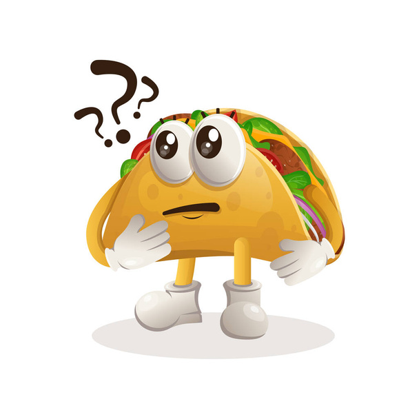 Cute taco asking questions. Perfect for food store, small business or e-Commerce, merchandise and sticker, banner promotion, food review blog or vlog channe - ベクター画像