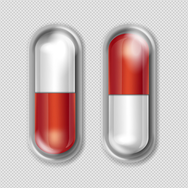 Vector Pack of Red and White Capsules - Vector, Image