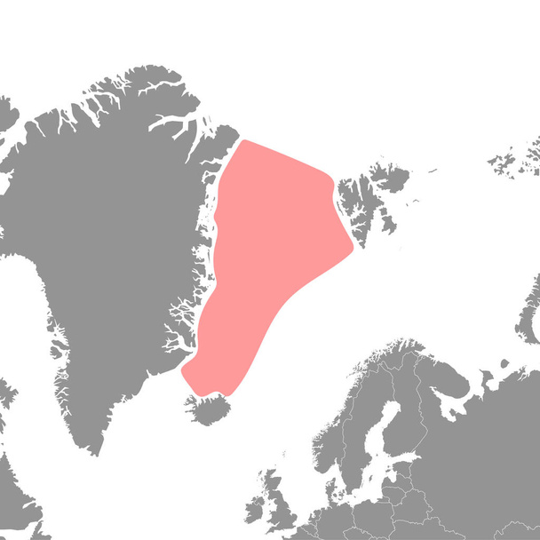 Grönlanninmeri maailmankartalla. Vektoriesimerkki. - Vektori, kuva