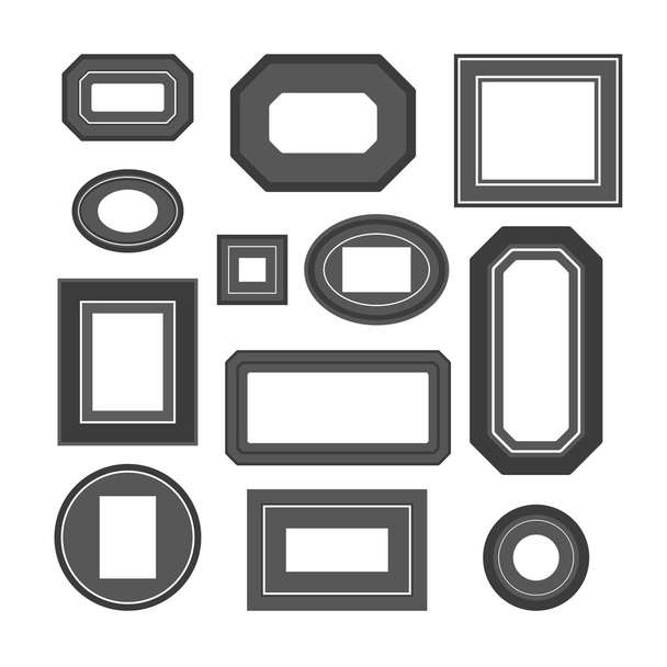 Conjunto de marcos en blanco y negro
 - Vector, imagen