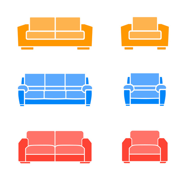 σύνολο καναπέδες και πολυθρόνες - Διάνυσμα, εικόνα