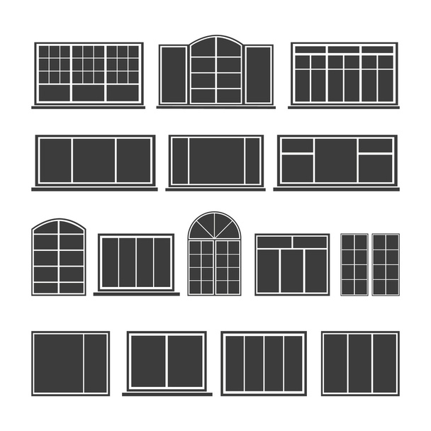 Conjunto de siluetas ventanas
 - Vector, Imagen