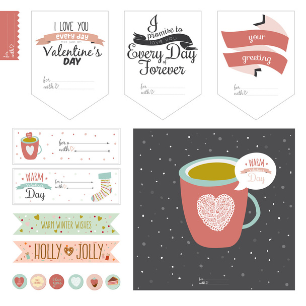 Romantic and love cards - Vector, Image