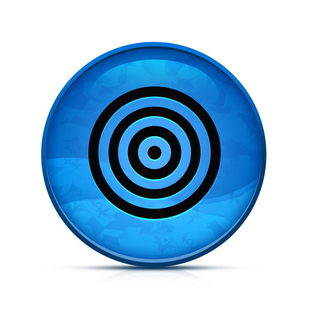 Icône cible sur le bouton rond bleu éclaboussure chic - Photo, image