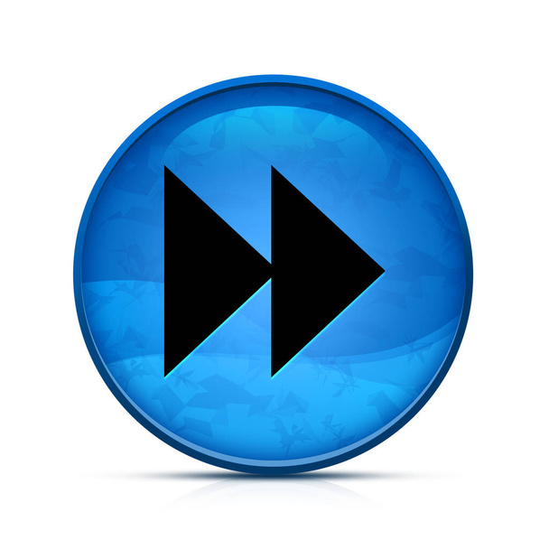 Saltar hacia adelante icono en el elegante botón redondo azul chapoteo - Foto, Imagen