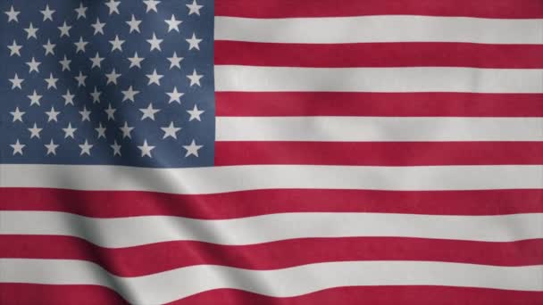 Vlag van de Verenigde Staten van Amerika wapperend in de wind. Naadloze looping Amerikaanse vlag animatie. Amerikaanse vlag wapperend. - Video