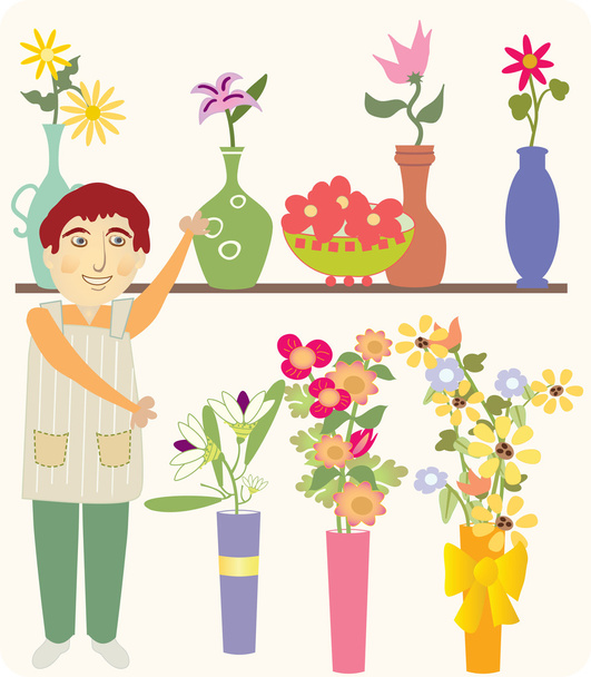 El vendedor de flores
 - Vector, Imagen