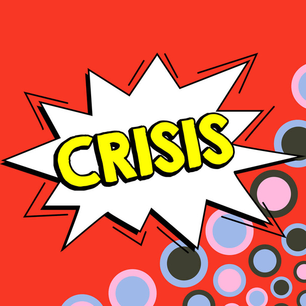 Conceptuele bijschrift Crisis, Business aanpak tijd wanneer moeilijke of belangrijke beslissing moet worden genomen gevaar - Foto, afbeelding