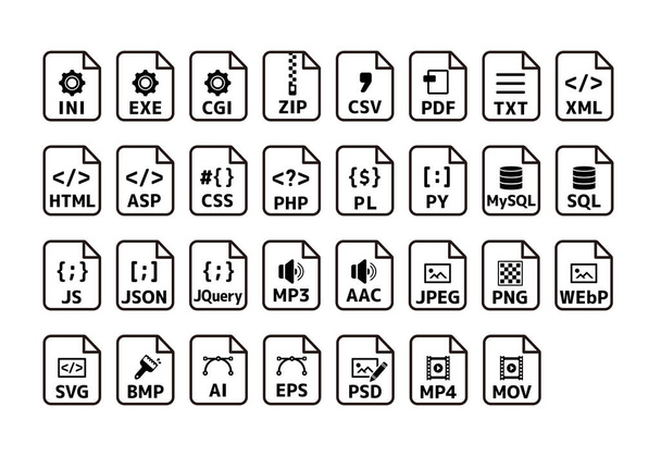 Various file formats vector icon illustration set - Vector, Image