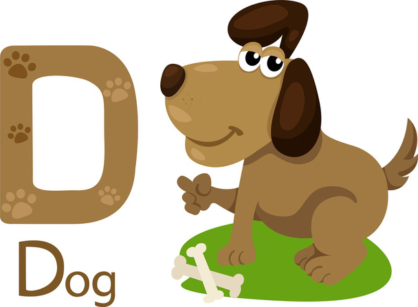 Ilustracja na białym tle alfabet zwierząt D dla psa - Wektor, obraz