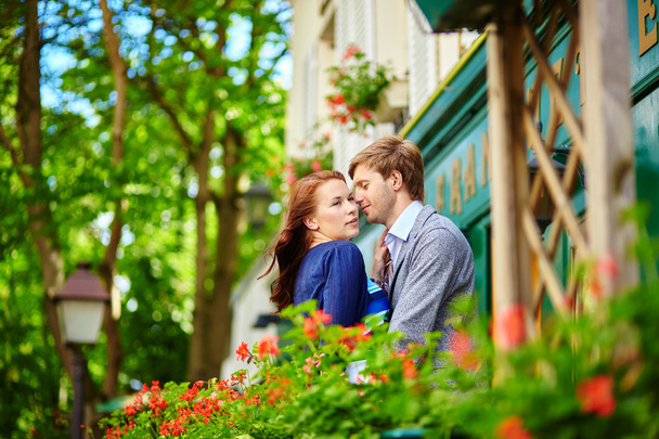Romantic couple together on balcony - Valokuva, kuva