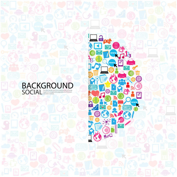 Template design thinking idea with social network icons backgrou - Photo, Image