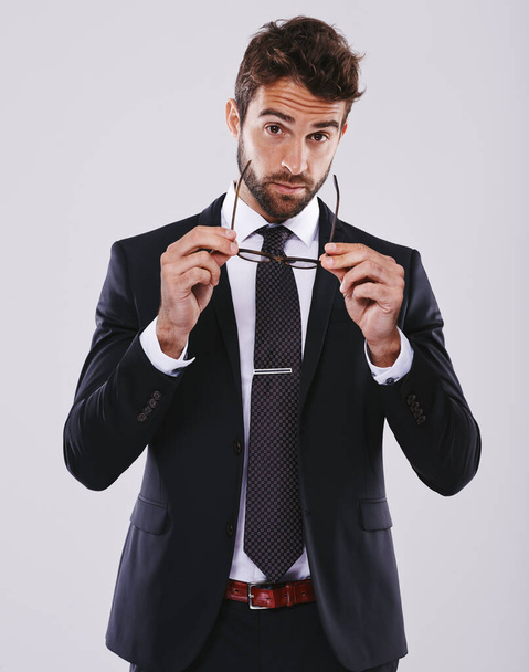 Stylish business. Studio shot of a handsome and well-dressed young man - Fotoğraf, Görsel