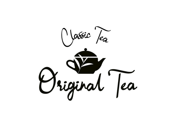 Eredeti klasszikus tea csésze logó design. Vintage stílusú tea logó design - Vektor, kép