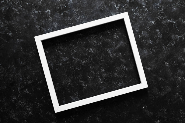 white rectangular picture frame mock-up with copy space for yout text or image on top of hand painted background in black style - Zdjęcie, obraz