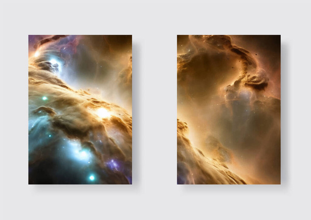 Space background set with realistic nebula and shining stars. Abstract cosmos with stardust and milky way. Magic color galaxy background. Vector illustration - Διάνυσμα, εικόνα