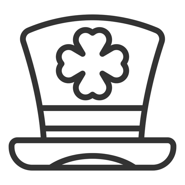 Chapeau supérieur et feuille de trèfle icône, illustration sur fond blanc, style contour - Photo, image
