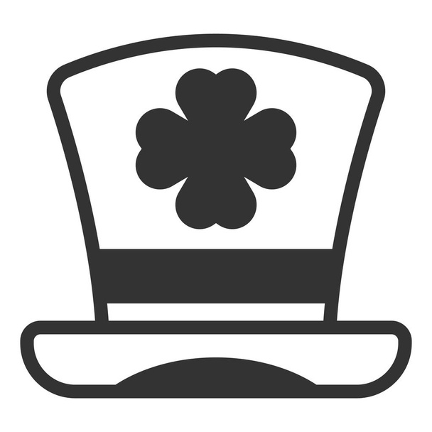 Chapeau supérieur et feuille de trèfle - icône, illustration sur fond blanc, style glyphe - Photo, image