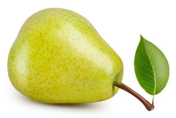 Pear leaves with Clipping Path isolated on a white background. Pear collection - Fotografie, Obrázek