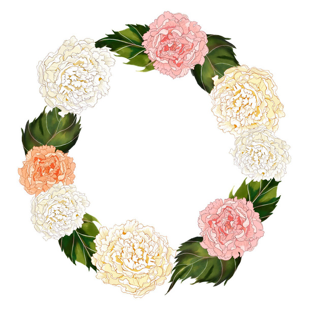 Seppele runko etiketti bannerin raja malli l Flowers Bouquet, kasvitieteellinen kuvitus onnittelukortti, digitaalinen tulostaa, kutsu, tuotesuunnittelu - Valokuva, kuva