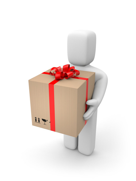 Person and gift box - Zdjęcie, obraz