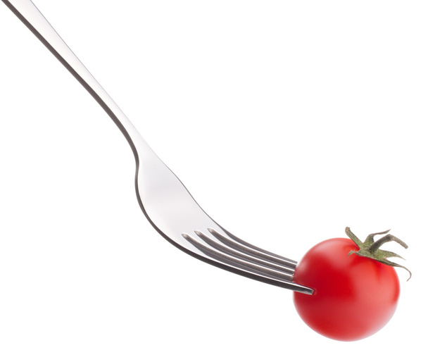 Cherry tomato on fork - Foto, Imagen