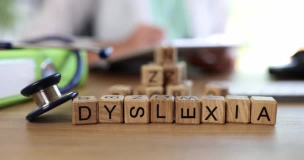 Dyslexia causes closeup diagnosis and treatment symptoms. Selective impairment of ability to master skills of reading and writing - Footage, Video