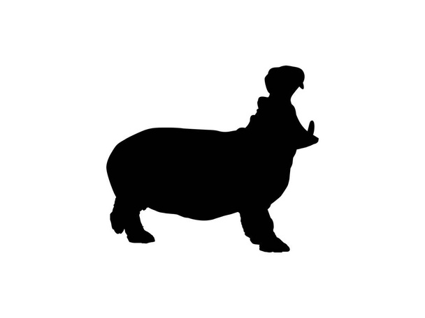 Hippopotamus Silhouette for Logo, Art Illustration, Icon, Symbol, Pictogram or Graphic Design Element. Vector Illustration - Vector, Image