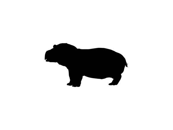 Hippopotamus Silhouette for Logo, Art Illustration, Icon, Symbol, Pictogram or Graphic Design Element. Vector Illustration - Wektor, obraz
