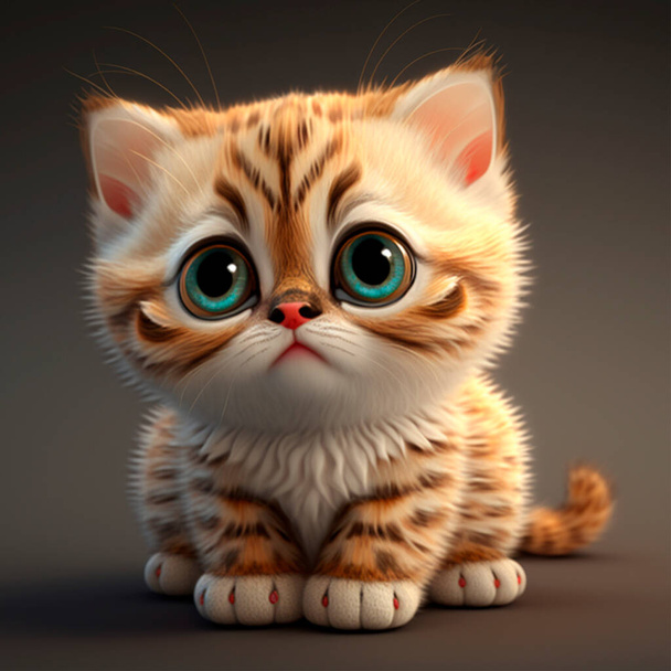 Lindo gatito con grandes ojos verdes - Foto, Imagen