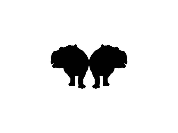 Pair of the Hippopotamus (Hippopotamus Amphibius) Silhouette for Logo, Art Illustration, Icon, Symbol, Pictogram or Graphic Design Element. Vector Illustration - Vector, Image