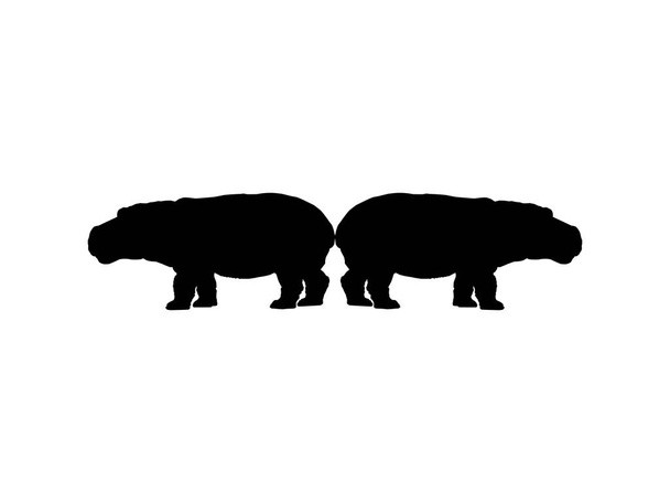 Ζεύγος του Ιπποπόταμου (Hippopotamus Amphibius) Σιλουέτα για Λογότυπο, Εικονογράφηση Τέχνης, Εικονίδιο, Σύμβολο, Εικονογράφημα ή Γραφικό Σχεδιαστικό Στοιχείο. Εικονογράφηση διανύσματος - Διάνυσμα, εικόνα