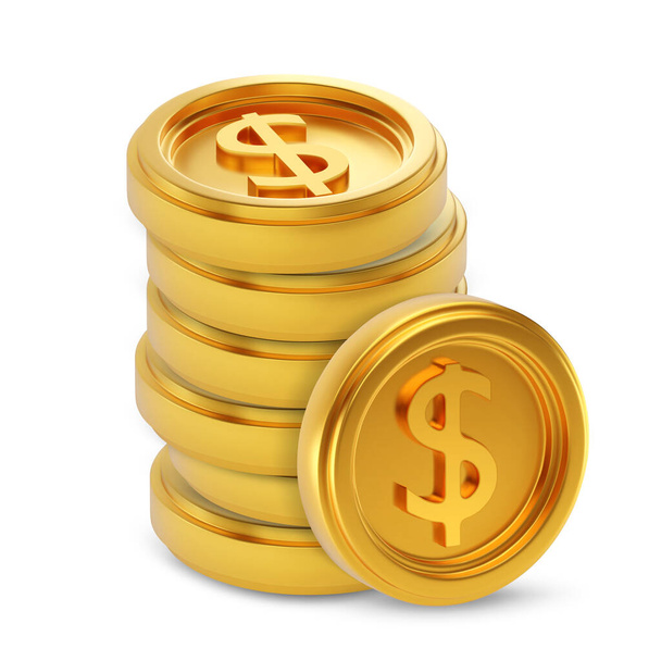 Gold coins with dollar sign. EPS10 vector - Вектор,изображение