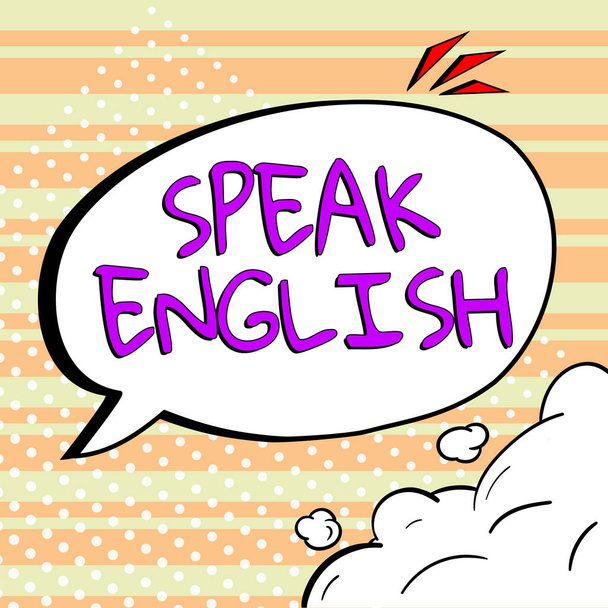 Έννοια λεζάντα μιλούν αγγλικά, Word for Study another Foreign Language Online Verbal Courses - Φωτογραφία, εικόνα