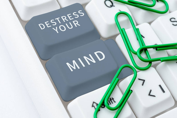 Ручний писемний знак Destress Your Mind, вітрина для бізнесу, щоб вивільнити психічну напругу, зменшити стрес
 - Фото, зображення