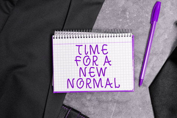 Scrivere la visualizzazione del testo Time For A New Normal, Panoramica aziendale Fare un grande cambiamento radicale Sostituire il previsto - Foto, immagini