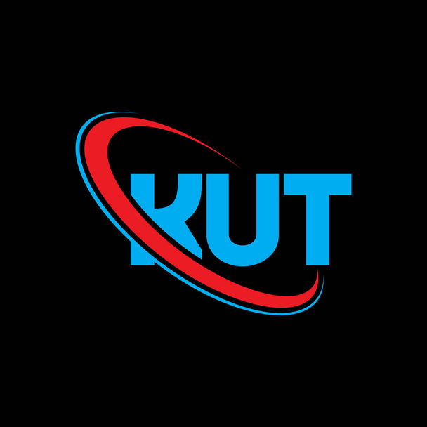 Logo de KUT. Carta de KUT. Diseño del logotipo de la letra KUT. Logotipo inicial de KUT vinculado con el logotipo del círculo y del monograma en mayúsculas. Tipografía KUT para marca tecnológica, empresarial e inmobiliaria. - Vector, Imagen