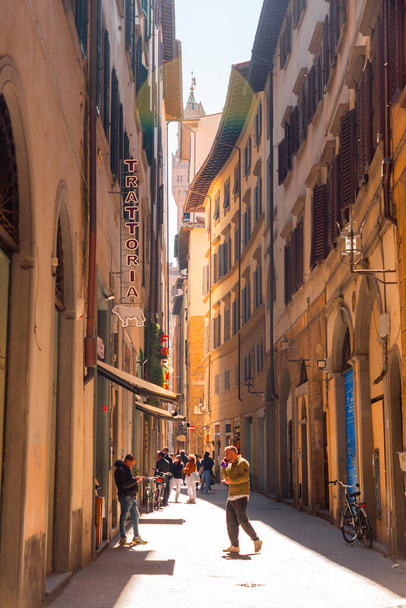 Florence, Italy - April 5, 2022: Typical architecture and street view in Florence, Tuscany, Italy. - Фото, изображение