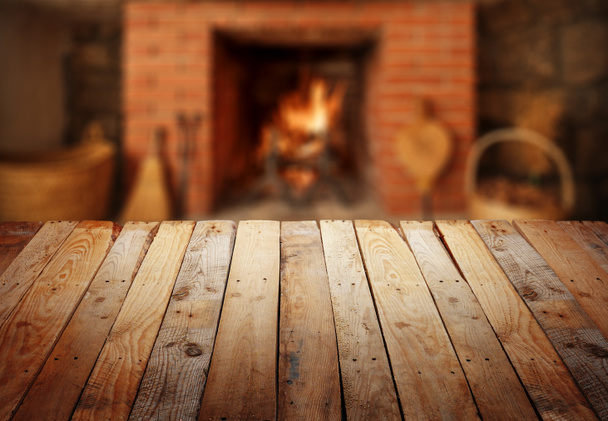 table with fireplace - Photo, Image