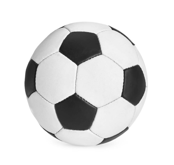 Soccer ball on white background. Football equipment - Foto, Imagen