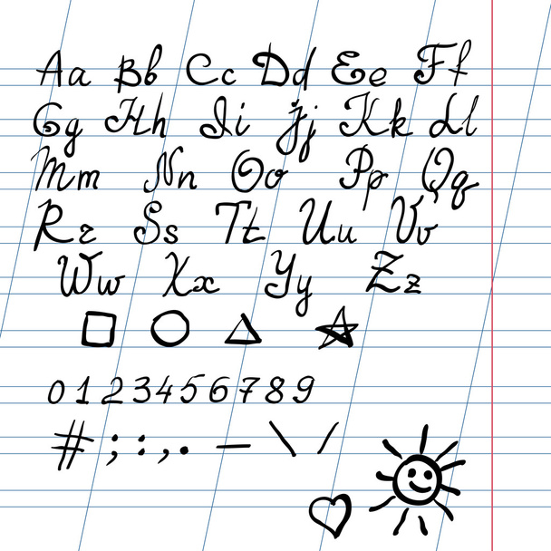 Alfabeto de tinta escrita
 - Vetor, Imagem