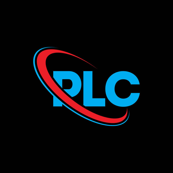 PLC-logo. PLC-brief. PLC letter logo ontwerp. Initialen PLC logo gekoppeld aan cirkel en hoofdletters monogram logo. PLC typografie voor technologie, business en vastgoed merk. - Vector, afbeelding