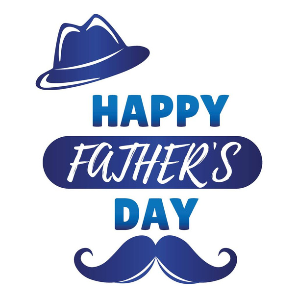 Greeting card for Father's Day with hat and mustache on white background - Vector, Image