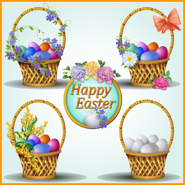 пасхальные яйца и цветы - Вектор,изображение