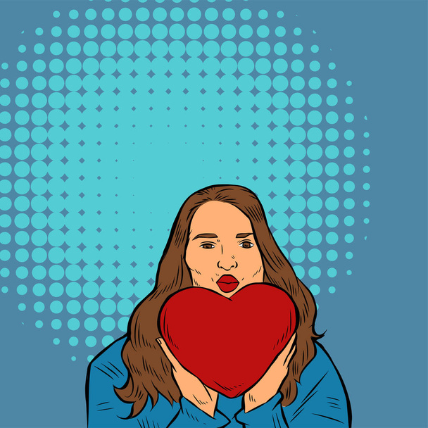 Illustration of a casual woman with praying hands gesture. Illustration of a casual female praying, in a retro comic pop art style vector.  - Vector, Image