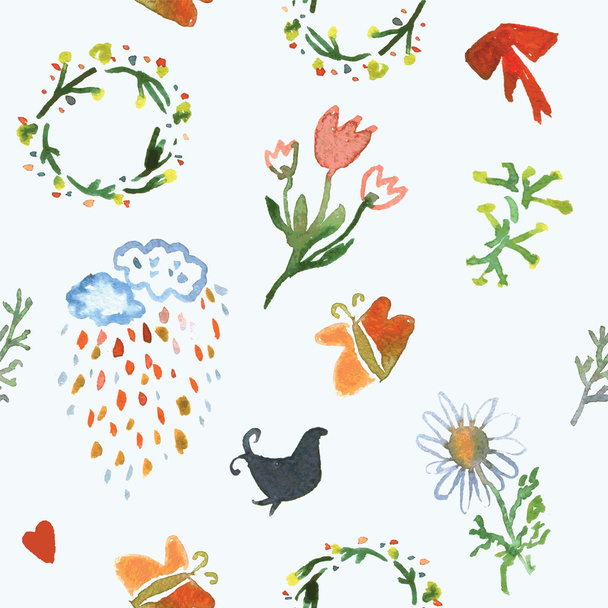 Floral watercolor seamless pattern for spring - Vetor, Imagem