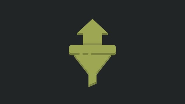 Zelená prodejní trychtýř se šipkami pro marketing a spuštění obchodní ikony izolované na černém pozadí. Infografická šablona. Grafická animace pohybu videa 4K. - Záběry, video
